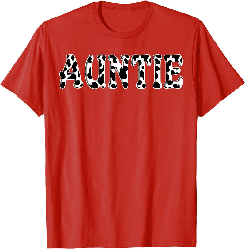 Cow Pattern Print Family Matching Birthday Apparel Cow Auntie Birthday Family Matching Girl Boy Farm Birthday T-Shirt - Red