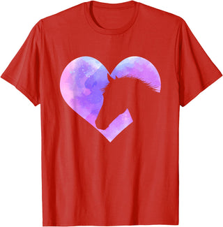 Funny Horse Shirts Horse Head Heart Shaped Design - Horseman Horseback Rider T-Shirt - Red