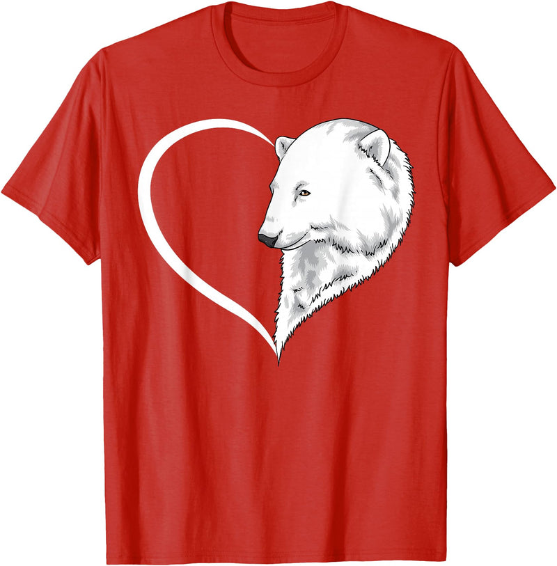 Polar bear Shirt & Tees Co Polar bear Shirts For Women Girls Kids Heart Cute Polar bear T-Shirt - Red