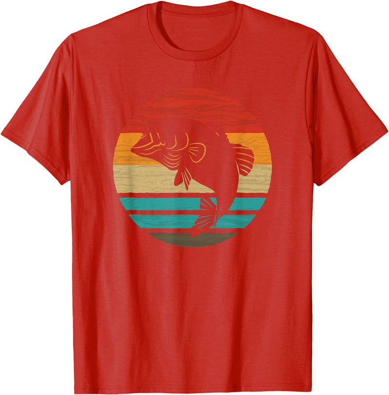 Fishing Accessories & Clothing Gifts Women Men Fish Retro Style Vintage T-Shirt - Red