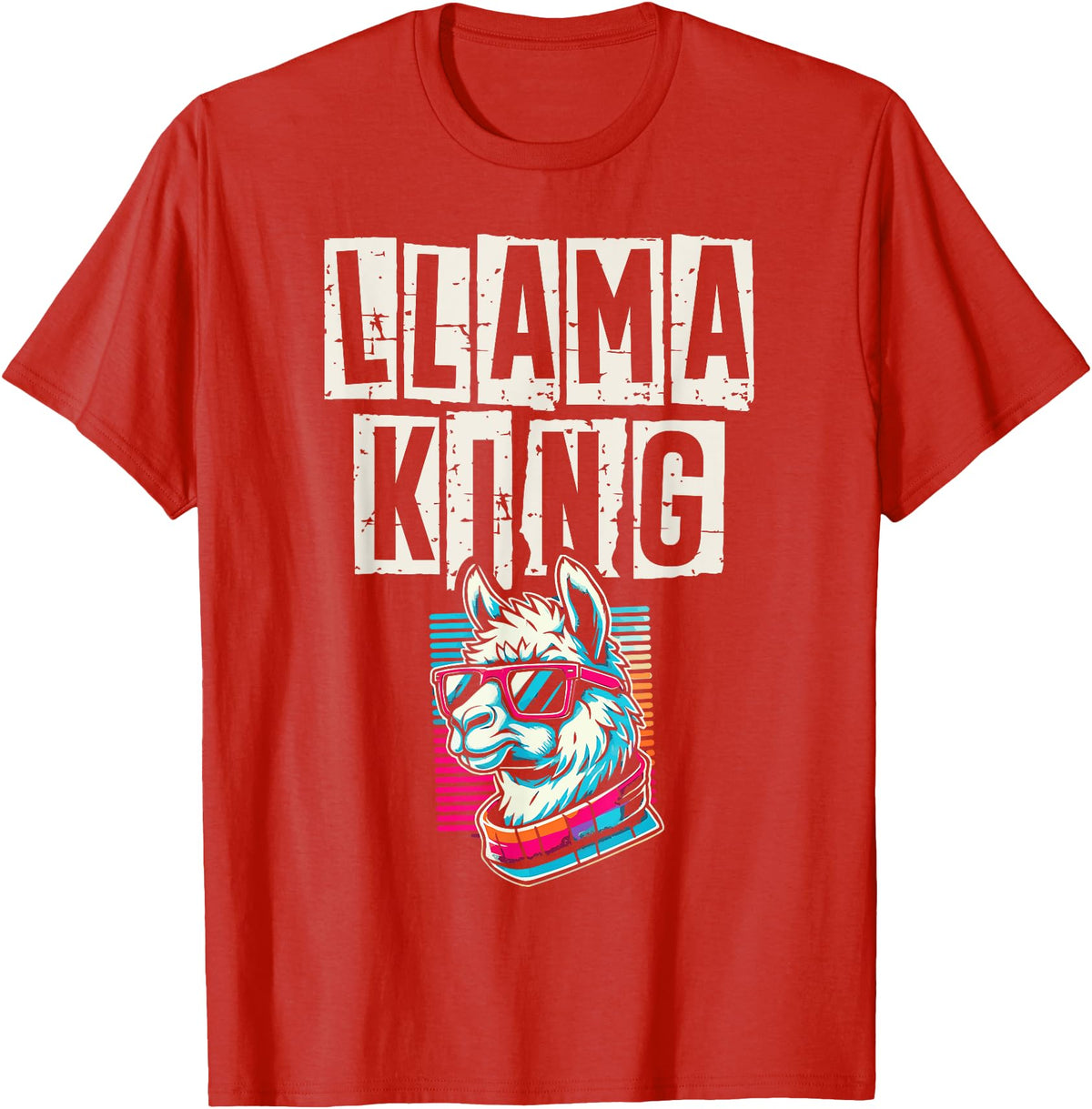 Llama Alpaca Lover Gifts Llama King Llamas Animal Lover T-Shirt - Red