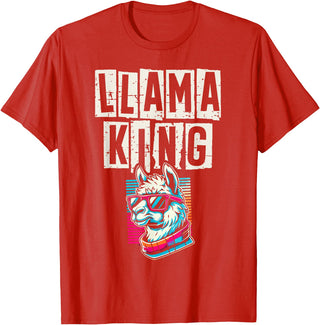 Llama Alpaca Lover Gifts Llama King Llamas Animal Lover T-Shirt - Red