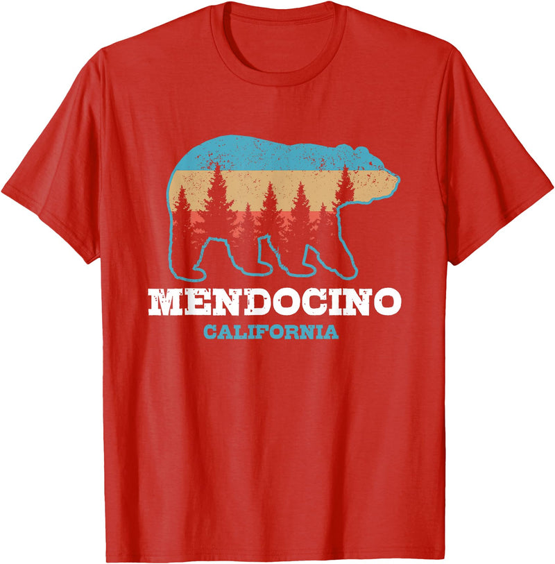 Vintage Mendocino California Souvenirs & Gifts Mendocino Vintage California Grizzly Bear Nature Souvenir T-Shirt - Red