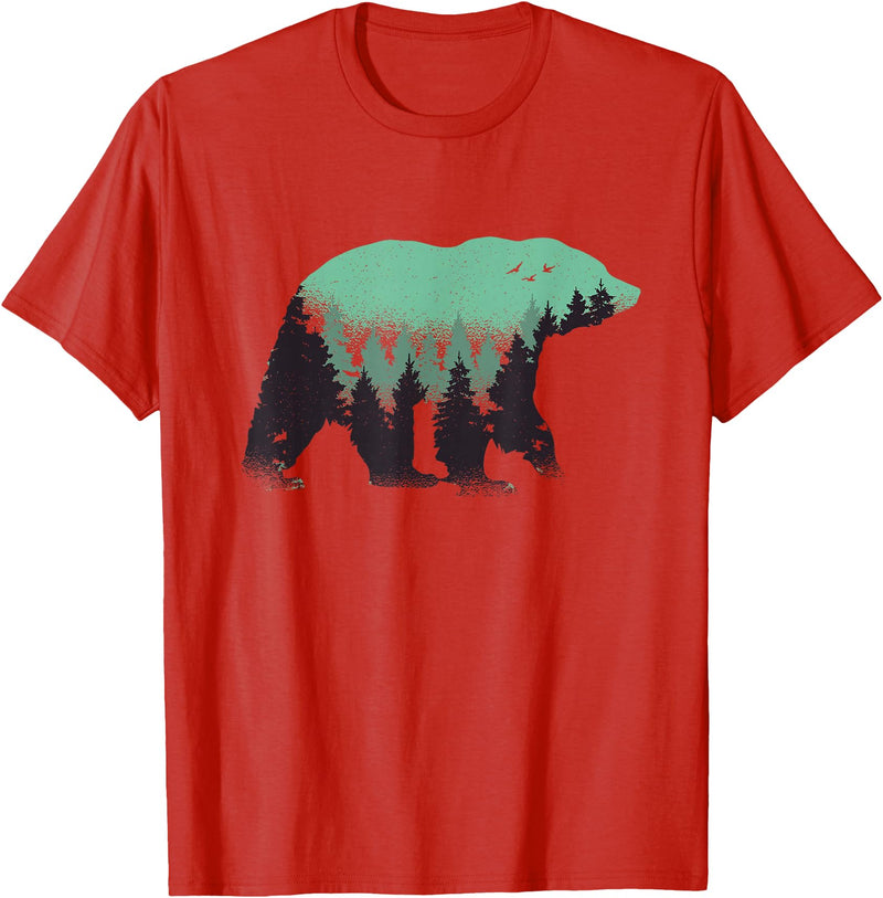 Grizzly Bear - Outdoor Apparel Bear Forest Nature Grizzly Hiking Outdoor Hunting Gift T-Shirt - Red