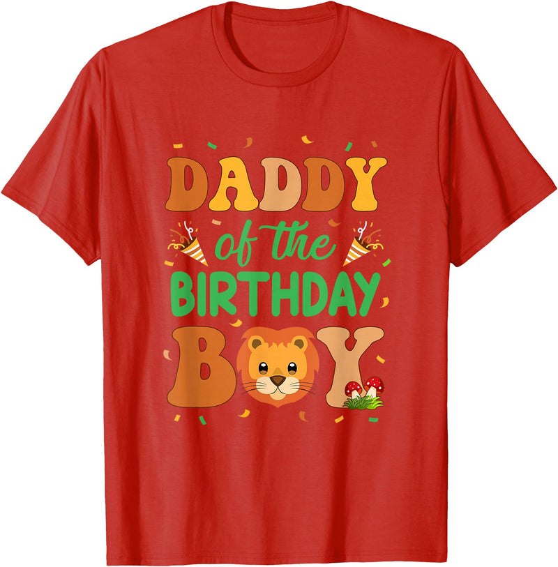 Dad Birthday Boy Family Matching Lion Daddy Of The Birthday Boy Lion Family Party Decorations T-Shirt - Red