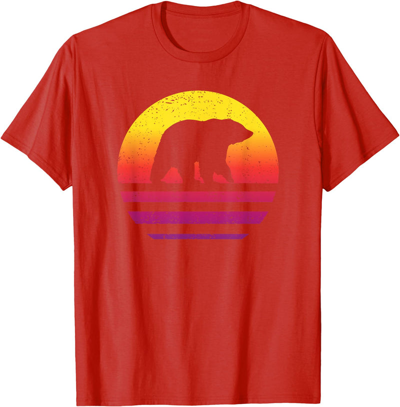 Bear Accessories & Clothing Gifts Women Men Kids Bear Retro Style Vintage T-Shirt - Red