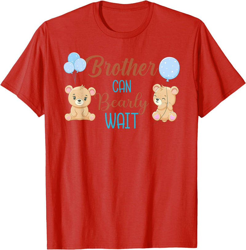 Family Baby Shower Gifts Brother Can Bearly Wait Bear Gender Neutral Boy Baby Shower T-Shirt - Red
