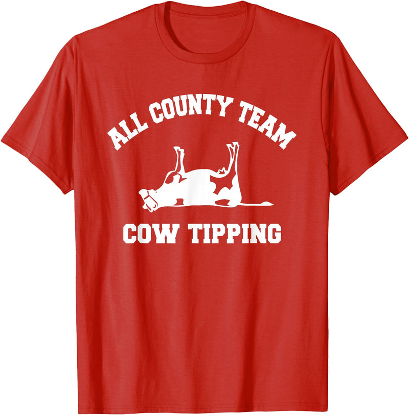 Goodtogotees All County Team Cow Tiping T-Shirt T-Shirt - Red