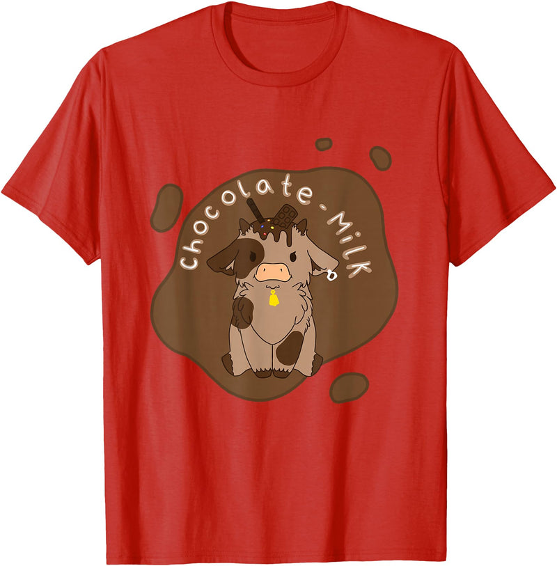Cute Kawaii Merch Kawaii Chocolate Milk Cow T-Shirt - Red