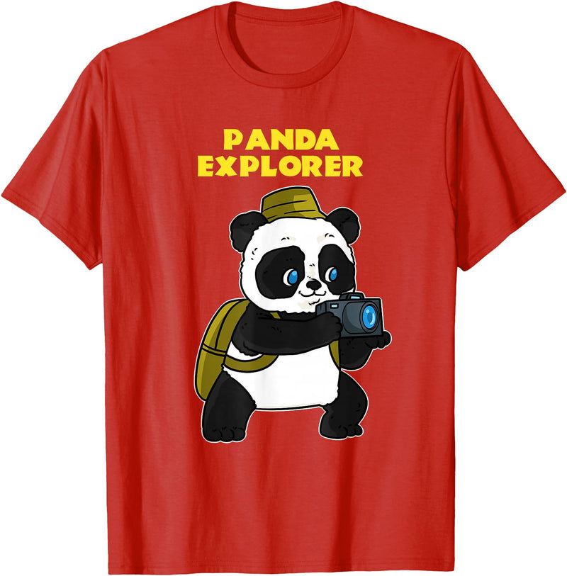 Panda Bear Lovers Clothing Panda Explorer T-Shirt - Red