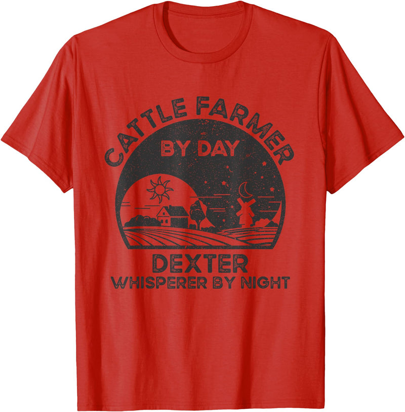 Funny Dexter Gift for Men, Women, Dad & Mom Cattle Farmer Whisperer Cow Rancher - Dexter T-Shirt - Red