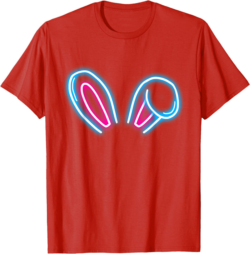 Blue Magenta Bunny Ears Cute Rabbit Pet Rabbit Lover Gift T-Shirt in Red