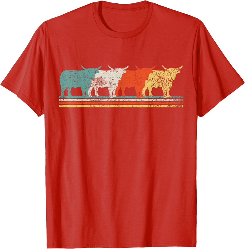 Highland Cow Scottish Vintage T-Shirt - Red