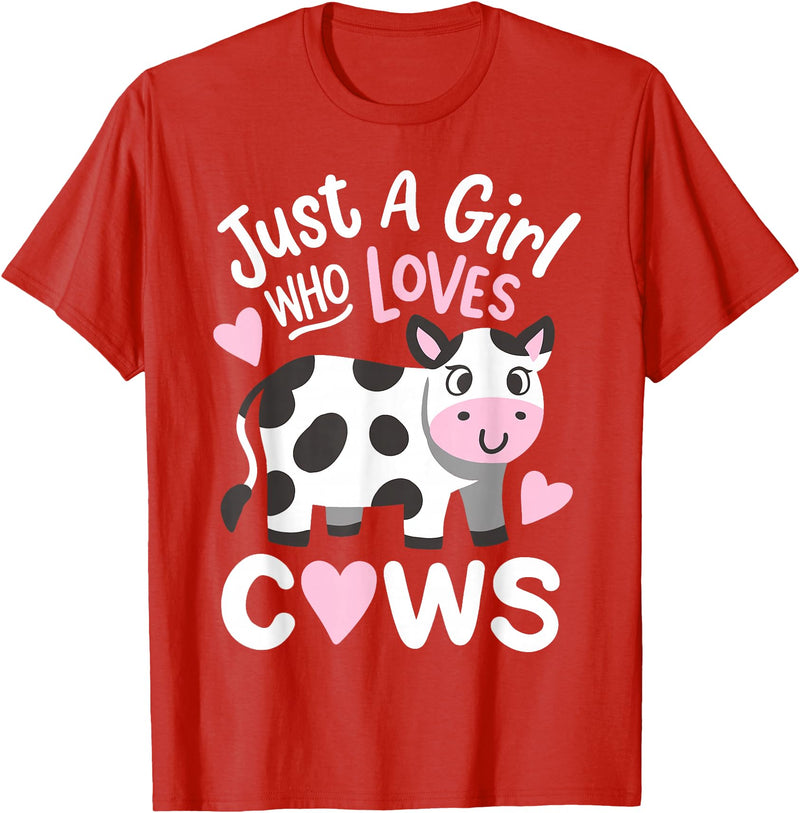 Just a Girl Who Loves Cows Co. Cow Just a Girl Who Loves Cows T-Shirt - Red