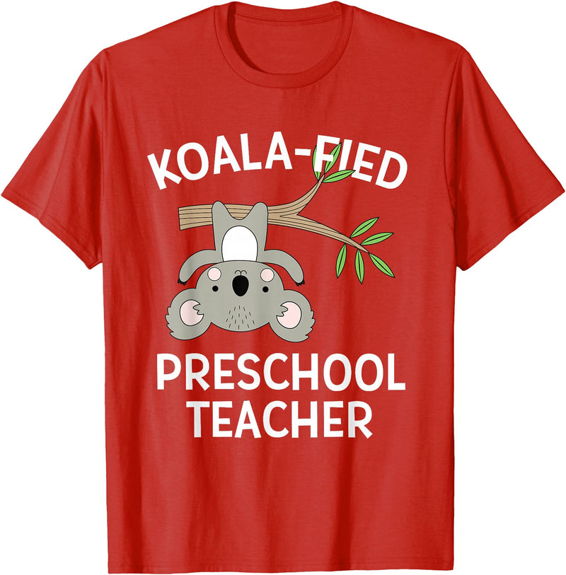 Preschool Teacher Gifts and Apparel Cute Koala Preschool Teacher T-Shirt Funny Pun Gift T-Shirt - Red
