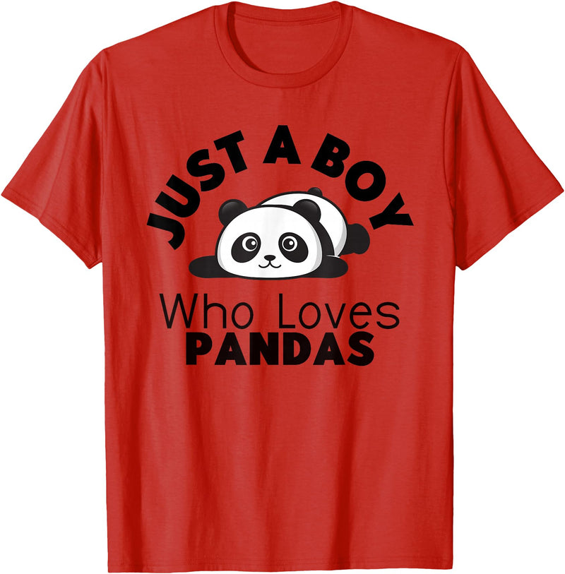 Panda Lover Designs Just A Boy Who Loves Pandas Cute Panda Bear T-Shirt - Red