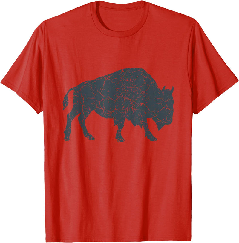 Bison Lover Gifts Wildlife I Bison Natural Reserve Vintage Buffalo I Distressed Bison T-Shirt - Red