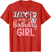 Cow Birthday Shirt For Family Men Women Cow Lover Sister Of The Birthday Girl Farm Cow 1 St Birthday Girl T-Shirt - Red