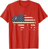 Bison American Buffalo Patriotic Heritage Lr Vintage Buffalo American Flag USA Bison Lover Wildlife T-Shirt - Red