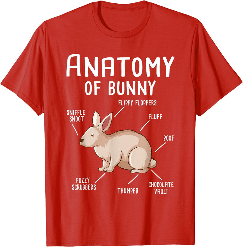 Anatomy of Bunny - Rabbit Lover Zookeeper Farmer Mammals T-Shirt in Red