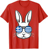 Greek Flag of Greece Happy Easter Rabbit Greek Easter T-Shirt in Red