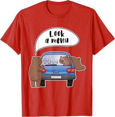 Look A Menu Grizzly Bear Camping Family Humor Cute T-Shirt