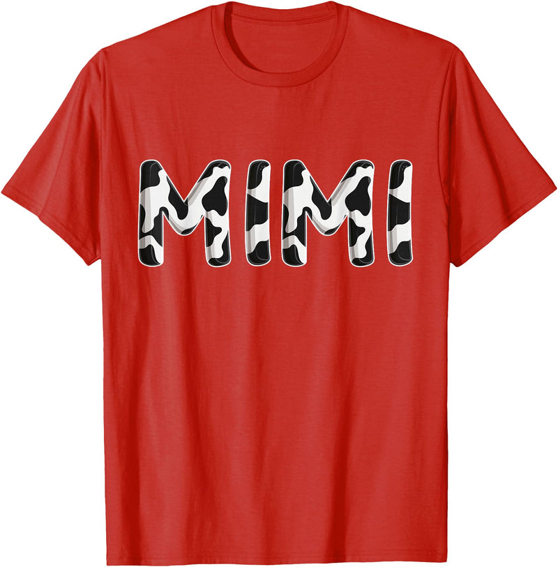 Cow Pattern Print Family Matching Birthday Shirts Cow Mimi Birthday Family Matching Mothers Day Boy Girl Farm T-Shirt - Red