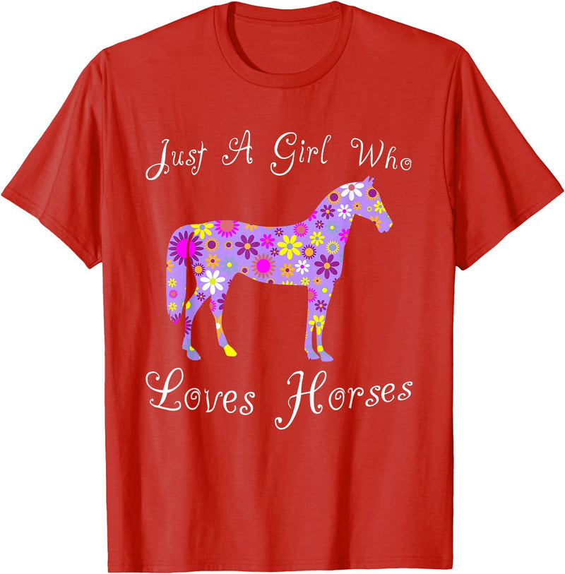Cartba Horse Co. Fun Cute Just A Girl Who Loves Horses T-Shirt - Red