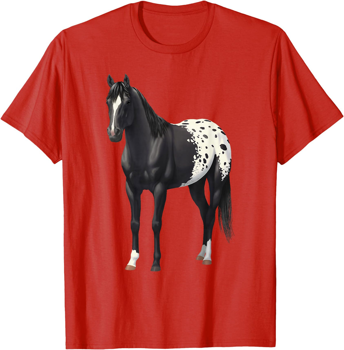 Horse Lover Art by CSForest Beautiful Black Blanket Appaloosa Horse Lover Gift T-Shirt - Red