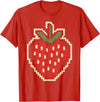 Halloween Shirts For Women Men Kids Boys Girls Halloween Pixel Strawberry 80s Video Game Costume Men Women T-Shirt - Red