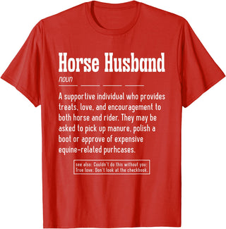 Horse Rider Husband Outfit For Horse Lover Horse Husband Noun Horse Lover T-Shirt - Red