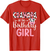 Cow Birthday Shirt For Family Men Women Cow Lover Grandpa Of The Birthday Girl Farm Cow 1 St Birthday Girl T-Shirt - Red