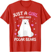 Funny Polar Bear Lover Apparel & Gift Ideas Just A Girl Who Loves Polar Bears Girls Polar Bear Gift T-Shirt - Red