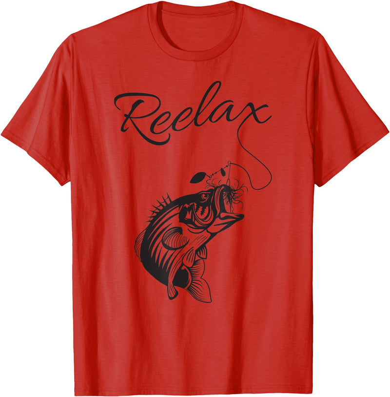 Fathers Day 2019 by Art Reelax Relax with a Reel Fishing Shirt for Dad - Red