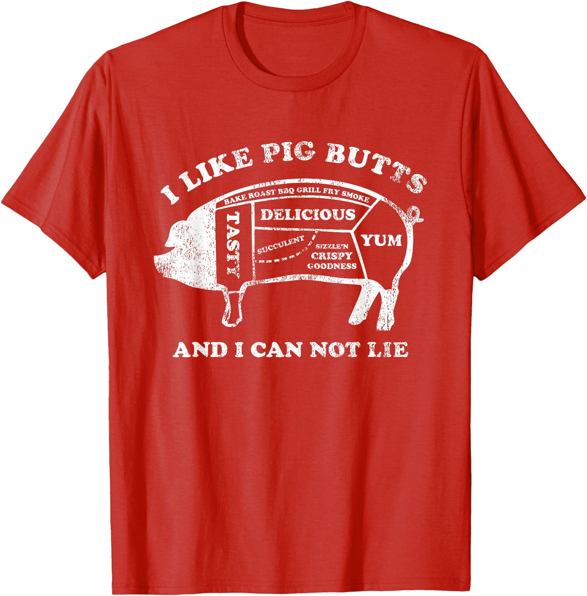Pink Ink Art Funny I Like Pig Butts And I Can Not Lie T-Shirt T-Shirt - Red