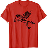 Mythical creature mythical animal unicorn with Alicorn winged unicorn pegasus horse wings mythical animal T-Shirt - Red