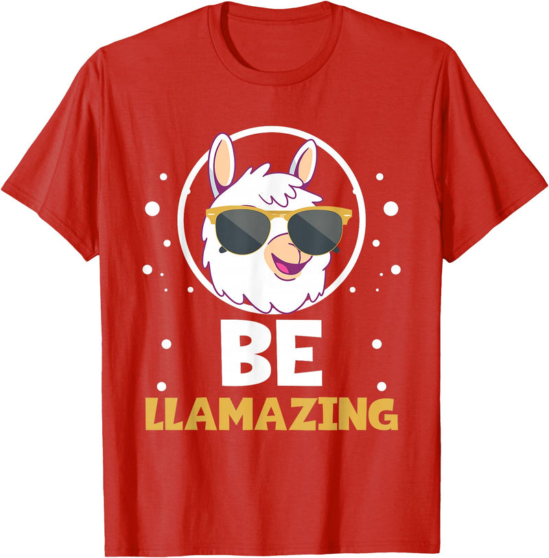 LLama Squad Shirts and Gifts Cute Amazing Llama Pun Be Llamazing Llama Lover T-Shirt - Red