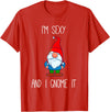 Garden Gnome Gift I'm Sexy and I Gnome It, Funny Garden Gnomes Gift Men Women T-Shirt - Red