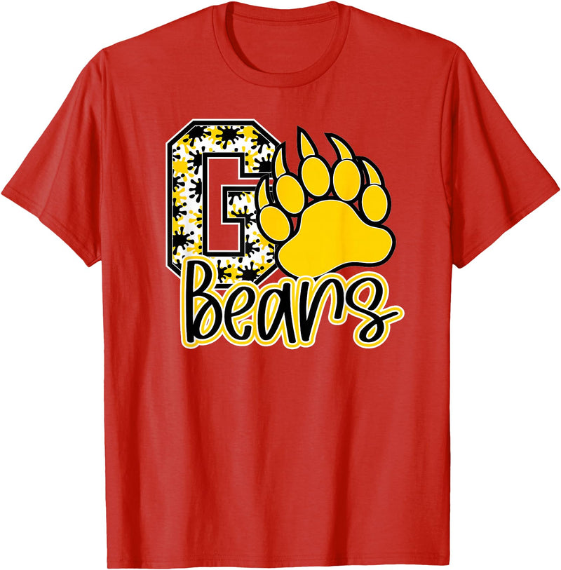 BEARS SPIRIT TEES CO School Spirit Go Bears Mascot Womens Youth Girls Kids T-Shirt - Red