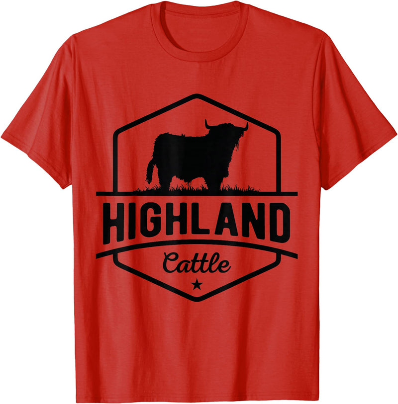 Farm Highland Cow Men Cattle Clothing Agriculture Scottish Highland Cow for Cattle Farmers T-Shirt - Red