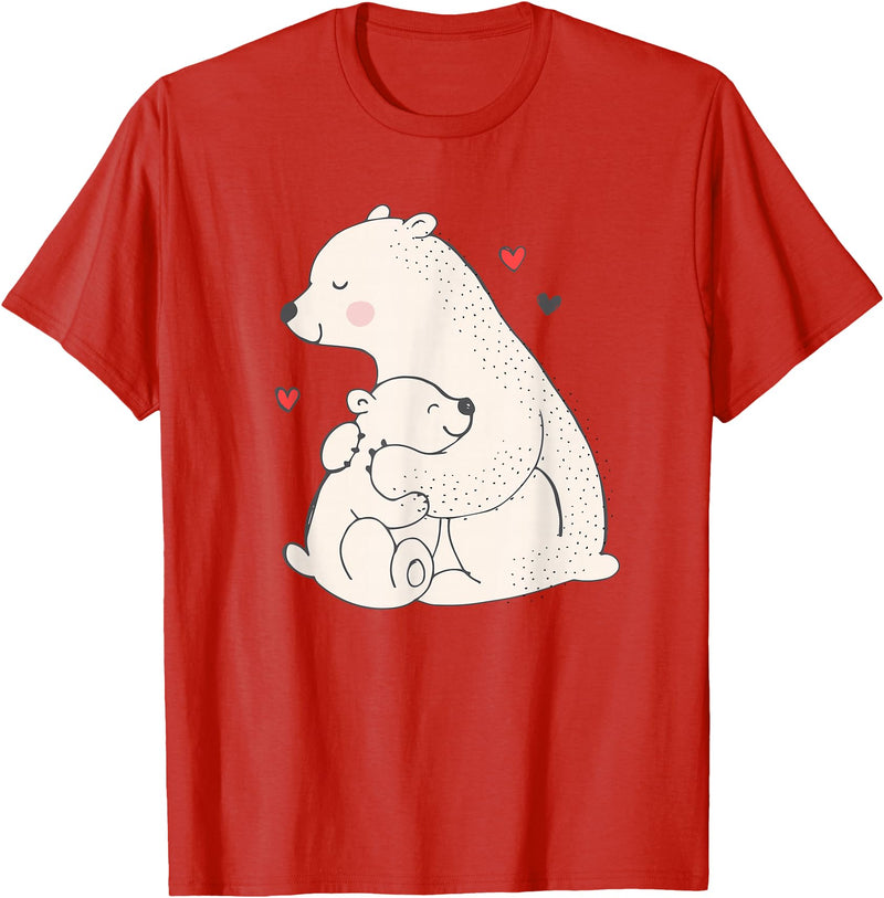 Sassy Southern Charm & Grace Cute & Unique Polar Bear Mama & Baby Cub Love T-Shirt & Gift T-Shirt - Red