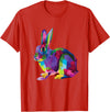 Cute Rainbow Color Bunny Vibrant Meadow Rabbit Tribute T-Shirt in Red