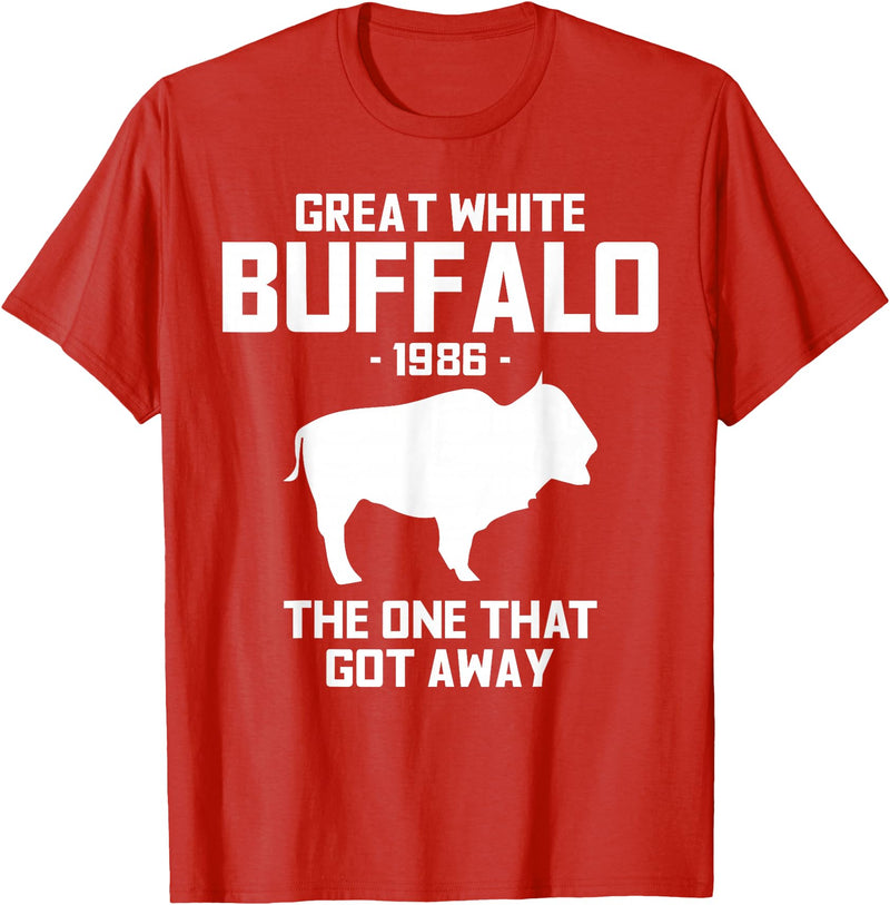 Great White Buffalo T-Shirts Great White Buffalo The One That Got Away Funny T-Shirts T-Shirt - Red