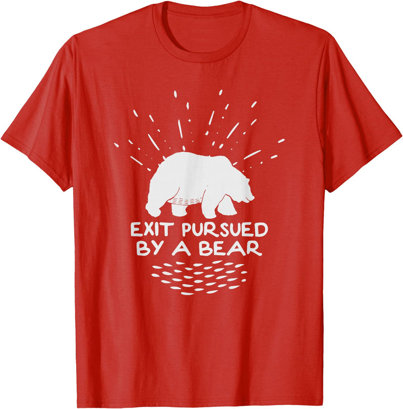 Funny Winter Tees Exit Pursued By a Bear - Funny Shakespeare - Winter Shirt T-Shirt - Red