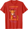 Cute Coffee Giraffe Apparel Coffee Giraffe Mug Animal Cappuccino Espresso Beans Gift T-Shirt - Red