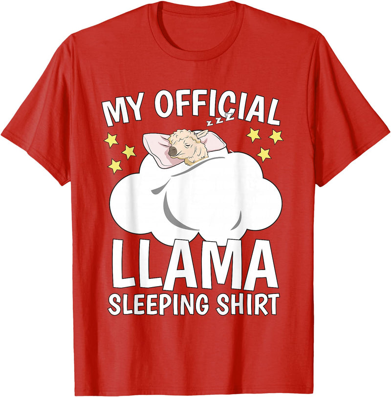 Llama Sleeping Wear Kids, Women & Men Official Sleeping Shirt Sleep Shirt Pajama Naps PJ Llama T-Shirt - Red