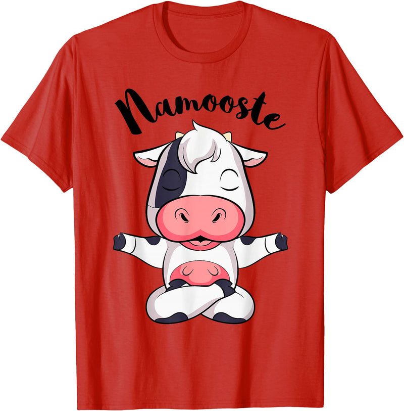 AdnDesigns Co. Funny Cow Yoga Shirts & Gifts Namoostee Cow Shirt Women Girls Cow Lover Gifts Namaste Yoga T-Shirt - Red