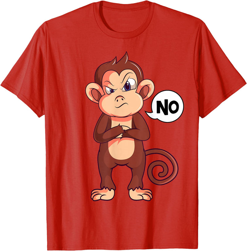 Funny Monkey Apparel & Gift Ideas Stubborn Monkey Girls Boys Kids Women T-Shirt - Red