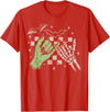 Halloween Vibes Funny Skeleton Hand Spooky Season T-Shirt - Red