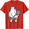 Polar Bear Racket Ball Animal Playing Tennis Polar Bear Tennis Club Animals Sport Tournament T-Shirt - Red